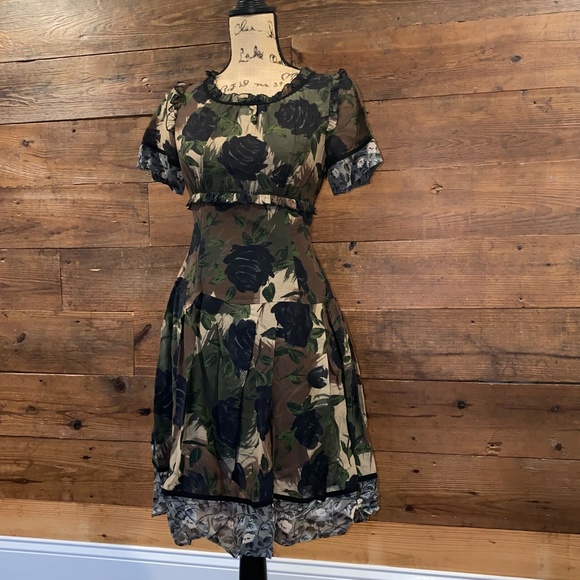 COACH Brown Mixed Print Black Rose Dress - Picture 3 of 6